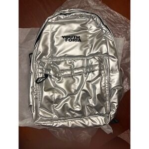 Youthforia backpack book bag k-beauty swag silver metallic New‎ NWT